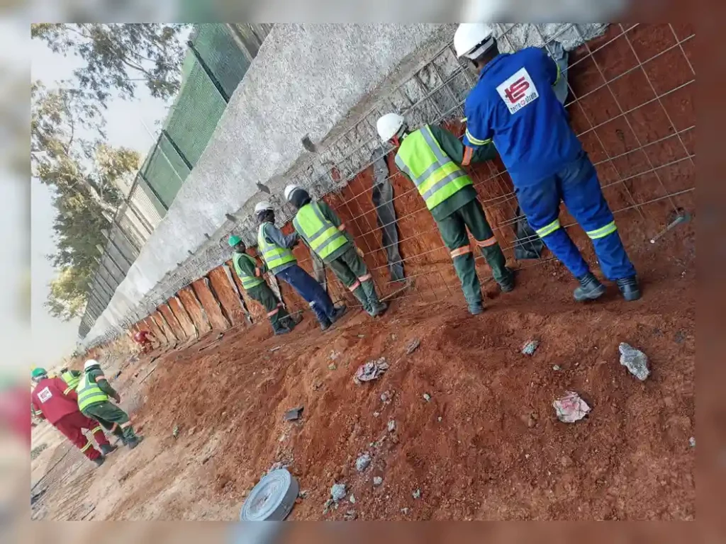 Meadowview lateral support reinforcement mesh installation
