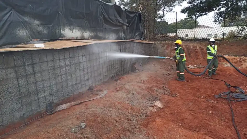 P003 meadowview lateral support 04 shotcrete curing water spraying